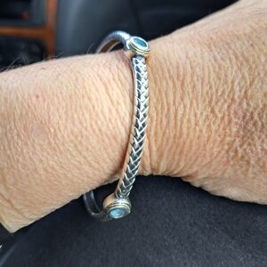 Braided Silver Bracelet Authentic Topaz...